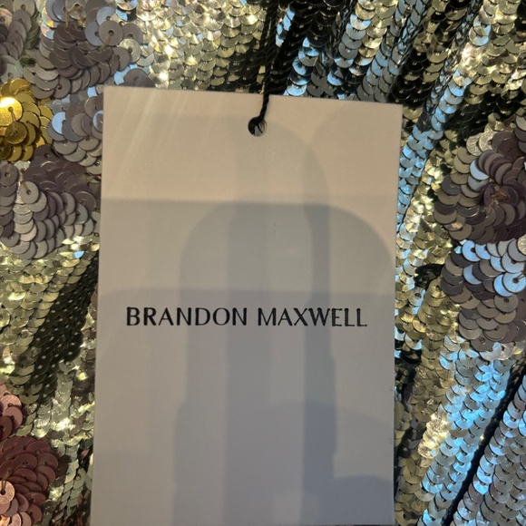 Brandon Maxwell Esme Sequin Strapless Dress with Floral Accents - Picture 8 of 8